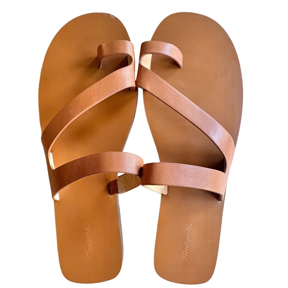 Madewell Brown Leather Strappy Flat Sandals